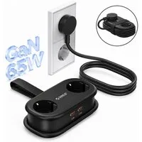 ORICO Steckdose AP3 20W Reisesteckdosenleiste mit USB-C PD, 1,5 m Kabel – kompakt für Reise & Home Office, 1-St., 2 Steckdosen & 4USB-Anschlüssen, kompakter Mehrfachstecker für MacBook iPad iPhone Laptop