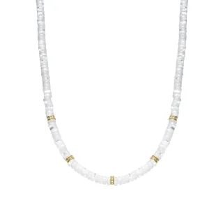 Luxenter Halskette aus 925er Sterlingsilber und weißem Perlmutt, 18 Karat Gelbgold-Finish – Landir