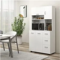 HOMCOM Küchenbuffet Küchenschrank mit 3 Schubladen, verstellbaren Einlegeböden (Esszimmerschrank, 1-St., Hochschrank) für Wohnzimmer, Esszimmer, 89 x 39,5 x 168 cm, Weiß