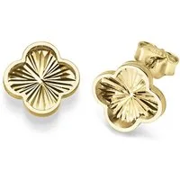 Schmuck Krone Paar Ohrstecker Paar Ohrstecker Kleeblatt Blumen 10.5mm 585 Gelbgold, Gold 585