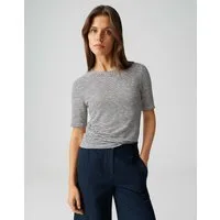 OPUS Kurzarmshirt Sambi aus gestreiftem Jersey mit dezenter Struktur elastischer Stoff, weicher Griff, Casual