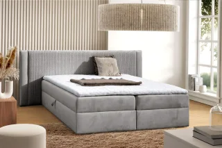 Boxspringbett Schlafzimmerbett CEDRIC 180x200cm Stoff Magic Velvet Hellgrau