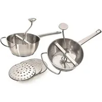 MATO interpräsent Passiersieb MATO Passiermühle Ø 20 cm Passiergerät aus Edelstahl + 3 x Siebeinsatz, Edelstahl, (mit drei Siebeinsätzen)