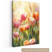 OneMillionCanvasses® Leinwandbild Tulpen - Märchenhaft - Farbenfroh, Fotodruck (1 St), Leinwand Canvas Wandbild, Wanddekoration 20x30 cm