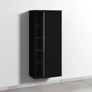 Sanipa 3way Stauraumschrank mit 1 Tür, 1 Auszug und offenen Fächern, Schwarz-Matt BS18308