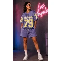 Worldclassca T-Shirt & Shorts Worldclassca 2tlg Oversize SET Shirt + Shorts Jogginganzug Los Angeles Neue Kollektion - Stilvolle und gemütliche Streetwear Mode für Damen