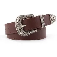nsihing Taillengürtel Vintage-Western-Taillengürtel aus Leder mit gravierter Schnalle ideal zum Kombinieren mit Hosen, Jeans oder Kleidern