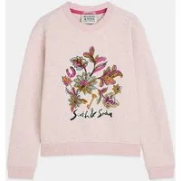 Scotch & Soda Sweater Mädchen Sweatshirt rosa – Baumwollmix Pullover mit Print