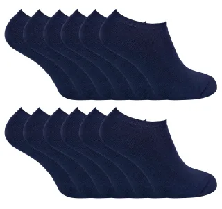 Mens Thermal Low Cut Trainer Socken | 12 Paar Multipack | Winter Invisible Socken für Männer - Navy