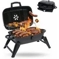relaxdays Holzkohlegrill Tischgrill mit 2 Grillgittern