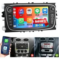 ESSGOO Android15 Für Ford Focus Mk2 Mondeo C/S-MAX Galaxy Kuga GPS Autoradio Navigationsgerät (Carplay Android Auto Bluetooth EQ USB GPS Navi WIFI Touchscreen)