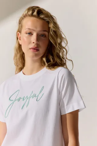 THE FASHION PEOPLE - T-Shirt Joyful bright white print - Gr. - XS