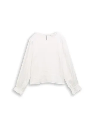 Denim Tom Tailor - Loose Fit Bluse in Satin-Optik off white - Gr. - XL