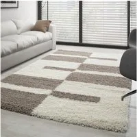 Carpettex Hochflor-Teppich Kariert Design, Läufer, Höhe: 30 mm, Teppich Kariert Design Teppich im modern Stil Teppich Wohnzimmer