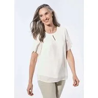 GOLDNER Kurzarmbluse Elegantes Blusenshirt mit Rundhals Luftige Businessbluse mit Rundhals mit Schlitz und Kurzarm