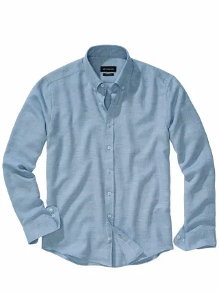 Mey & Edlich Herren Flanellhemd 3.0 Blau 80 % Baumwolle, 20 % Schurwolle
