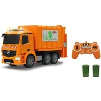 Jamara Spielzeug-Müllwagen Müllwagen Mercedes-Benz Antos 1:20 2,4GHz, der Mülltonne, einziehen des Müllgutes, 2 Rundleuchten auf dem Dach, Blinker, Licht vorne und hinten, 4 Radantrieb, Gummireifen, Kinder Trucks, orange