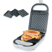 KORONA 3-in-1-Sandwichmaker mit Wechselplatten für Sandwiches Waffeln und Grillen