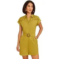 Love & Roses Playsuit Love & Roses Leinenoverall Aussparungen, Regular (1-tlg)