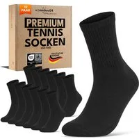 sockenkauf24 Tennissocken Herren Sportsocken Premium Retro Crew Socken mit Komfortbund (12-Paar) verstärkte Ferse & Fußspitze, gepolsterte Sohle, gekämmte Baumwolle