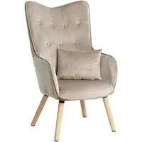 ESTEXO Sessel Fernsehsessel Relaxsessel mit Kissen Stoff Polsterstuhl Beige/Grau S