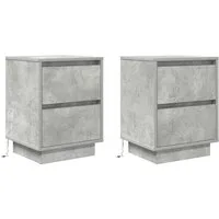 vidaXL Nachttisch Nachttische mit LED-Leuchten 2 Stk. Betongrau 38x34x50 cm (2-St)