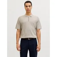 Jack & Jones Kurzarmpullover JJEEMIL KNIT ZIP POLO SS SN mit kurzem Reißverschluss