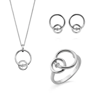 Orphelia 'Antoine' Damen-Set aus 925er Sterlingsilber: Halskette + Ohrringe + Ring – Silber SET-7503