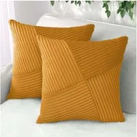 Amilian Dekokissen Sofakissen 40x40 2er Set mit Füllung und Bezug - Cord-Optik, Reißverschluss, formstabil, 2 Stück