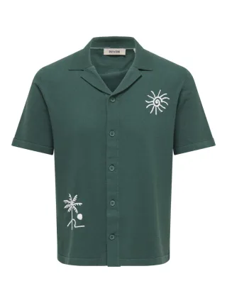 only & sons - Kurzarmhemd - Onsmilo grün/blau - Gr. - XL