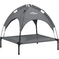 vidaXL Tierbett, Hundeliege mit Dach Anthrazit Oxford-Gewebe und Stahl