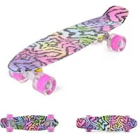 Byox Skateboard Stars LED, 22 Zoll, 85A LED-PU-Rollen, ABEC-7, Anti-Rutsch, bis 85 kg, Aluminium