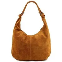 ITALYSHOP24 Schultertasche Made in Italy Damen Leder Tasche Shopper Umhängetasche Hobo Beutel Bag, Henkeltasche Veloursleder Alltagstasche, unter dem Arm tragbar, leicht
