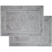 KH-Haushaltshandel Duschmatte 2er Pg. Badvorleger, Badematte Duschvorleger, ca, 50 x 70 cm, Füße, flauschig, saugstark, 750 Gr./m², Frottier, Uni einfarbig, 100% Baumwolle, Frottee, Baumwolle, Frottier Badteppich waschbar