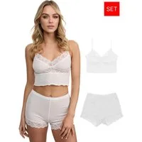 Tazzio Shorty Nachtwäsche-Set F921 (Set, 2 tlg., 1 Stück - Unterhemd & Panty) Ripp-Optik mit Spitze