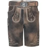 Schöneberger Trachten Couture Trachtenlederhose Lederhose Steiermark mit Trachtengürtel für das Oktoberfest Vintage Lederhose kurz mit Trachtengürtel