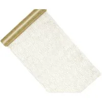 partydeco Tischläufer, Tischläufer in Netzoptik 36cm x 9m Rolle Gold metallic