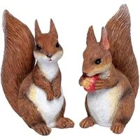 Dragimex Dekofigur Eichhörnchen Dekofigur 2er Set – Polyresin – Braun – 7,5 cm