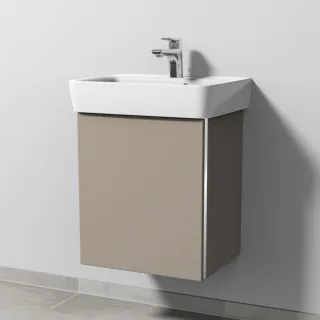 Sanipa 3way Waschtischunterbau zu Geberit Renova Plan Waschtisch mit 1 Tür, Sandgrau-Matt BS87267