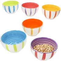MamboCat Müslischale Summer Stripes 6er Set Müsli-Schale Ø14cm Dessert-Schüssel bunt, Steingut