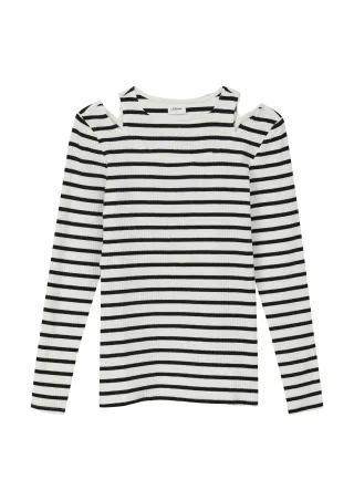 s.Oliver - T-Shirt creme/schwarz/weiß - Gr. - 164