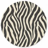 OnlyWow Teppich Rund Zebra - Druck - Klassisch - Schwarz, Rechteckig, Wohnzimmer, Schlafzimmer, Kurzflor 90x90 cm