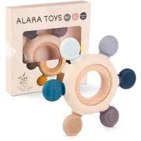 ALARA TOYS Beißring Babys Zahnungshilfe Zahnen Spielzeug Baby BPA-frei, Holz & Silikon, ab 3 Monaten, Kleinkinder