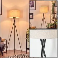 hofstein Stehlampe Stehlampe aus Metall/Stoff in Schwarz/Beige, ohne Leuchtmittel, Leuchte mit Schirm(40 cm), Höhe 156 cm, 1 x E27, ohne Leuchtmittel