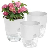 OSTWOLKE Kräutertopf mit Selbstbewässerung Blumentopf Fensterbank Kräutergarten 3er Set, Pflanzentopf Plantpot