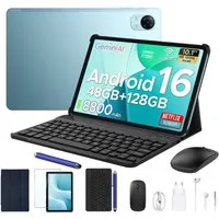 POCKAM P10 10 Zoll Android 16 Tablet mit Tastatur, 128GB ROM, 8800mAh, 120Hz Tablet (10", 128 GB, Android 16, WIFI, 8 GB, Android 16, 13 MP, Gemini AI, 5G WiFi/Widevine L1/GPS/Face ID)
