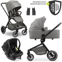 Hauck Kombi-Kinderwagen Move N Care Trio Set - Dark Grey, 3in1 Kinderwagen Buggy mit Babywanne, Babyschale, Sportsitz & Zubehör