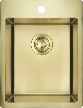 Neuesbad Edelstahl SINKS, Gold Gebürstet, 1-Becken, 390X505X200 mit FITTING NB1DEZPOR10E1