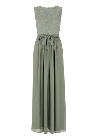 SWING - Abendkleid aus Chiffon-Spitze-Mix mit Bindeband eucalyptus green - Gr. - 36