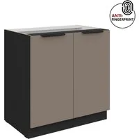 Küchen-Preisbombe Unterschrank 80 cm Küche ARIA Sandgrau ultra matt Anti Fingerprint Küchenzeile